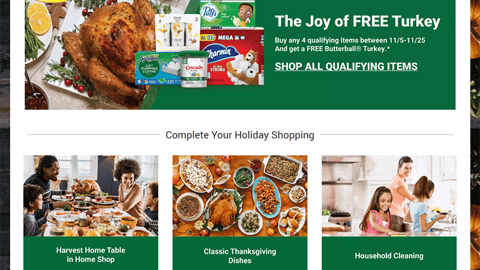 BJ's P&G 'Free Butterball Turkey' Leaderboard Ad